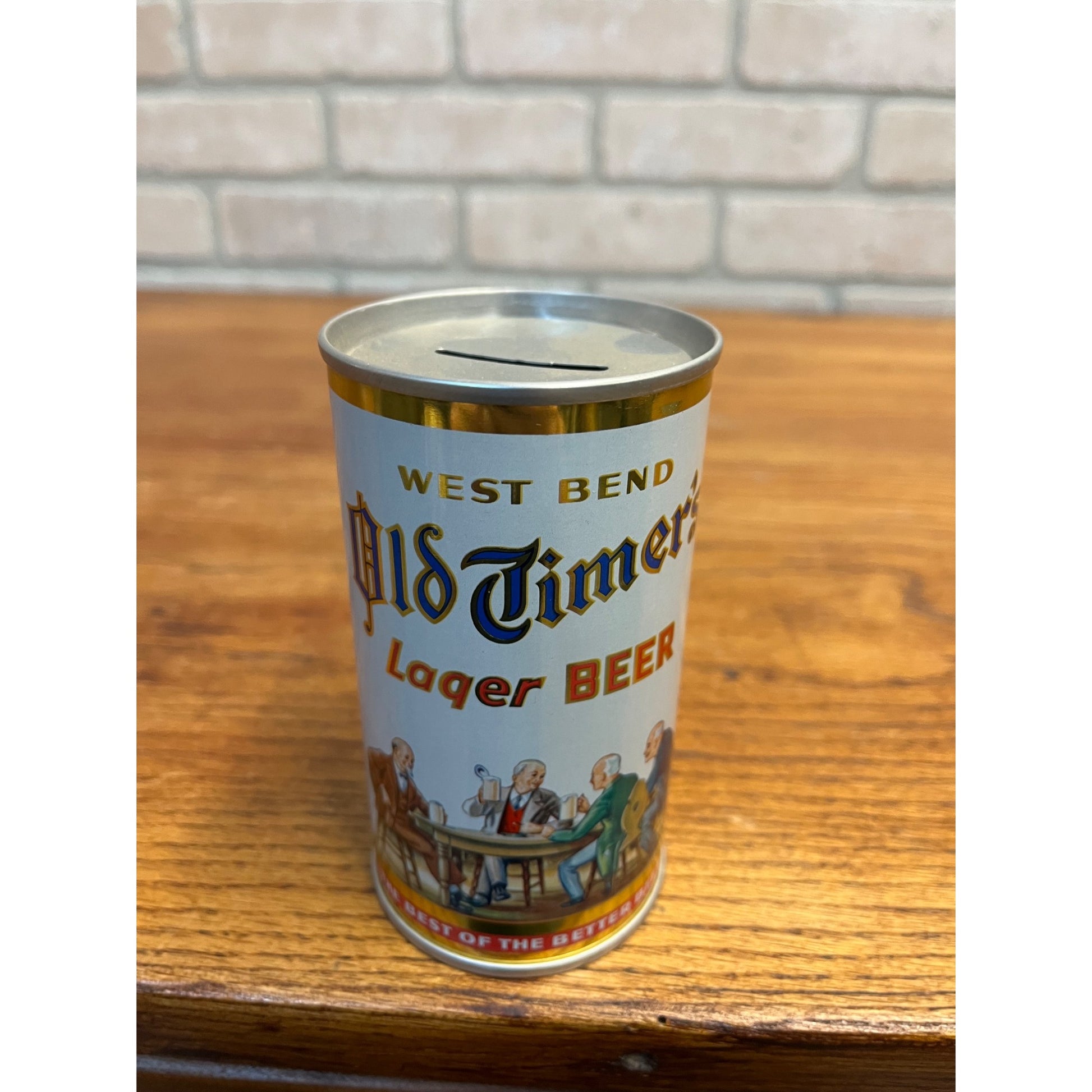 Vintage West Bend Lithia Brewing Co. Beer Advertising Coin Bank Can Flat Top