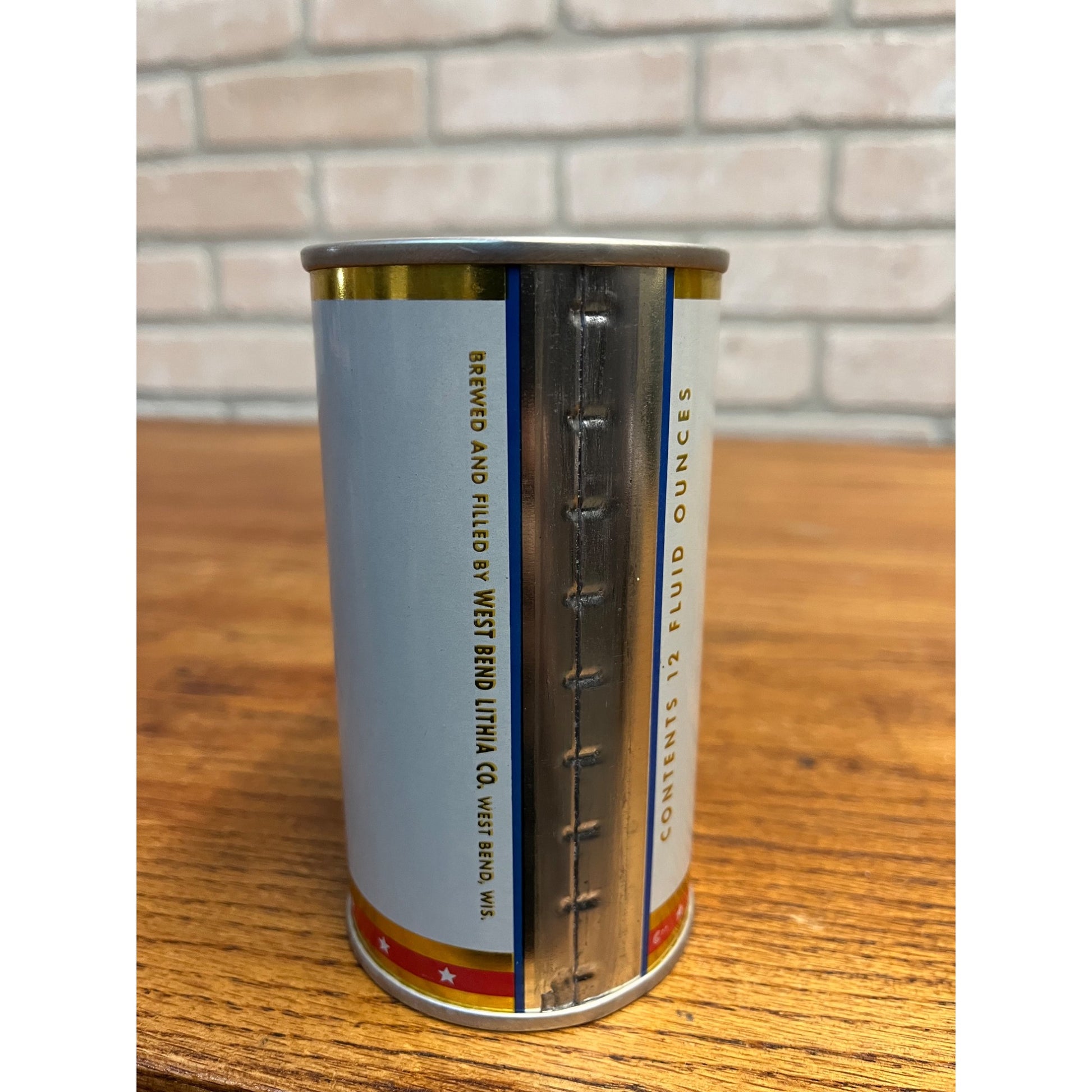 Vintage West Bend Lithia Brewing Co. Beer Advertising Coin Bank Can Flat Top