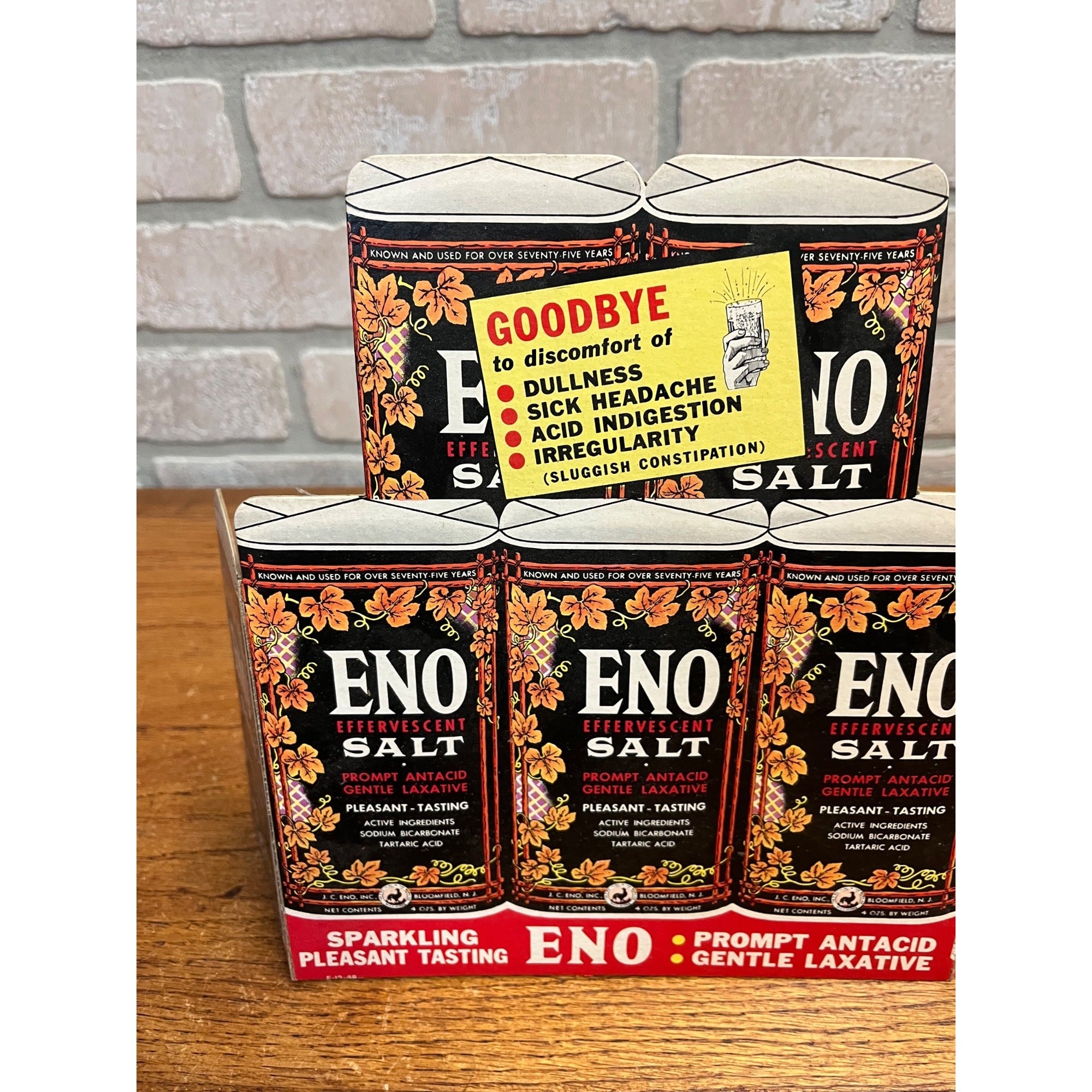 Vintage 1940s Eno Effervescent Salt Cardboard Advertising Store Display Sign