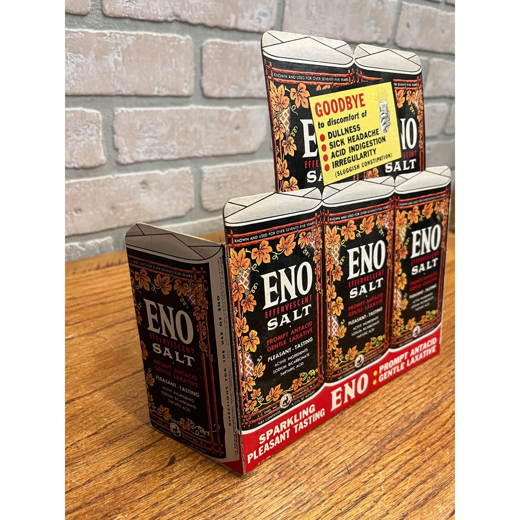 Vintage 1940s Eno Effervescent Salt Cardboard Advertising Store Display Sign