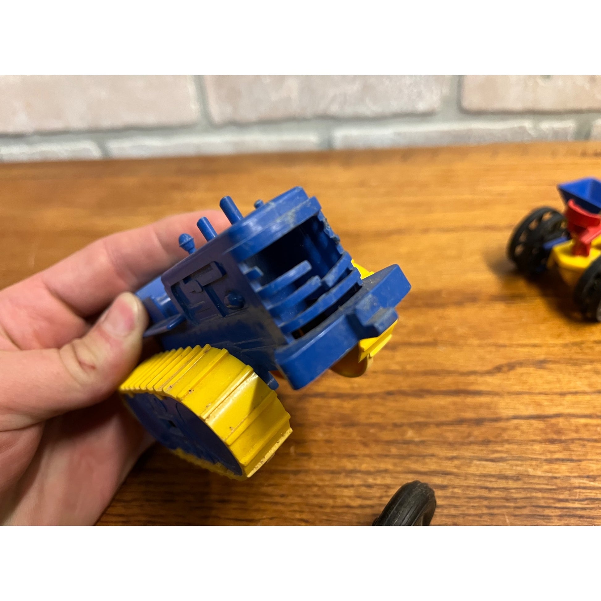 Vintage 1960s Ideal Plastic Toy Farm Equipment Hay Rack, Tractor, Sickle Mower +