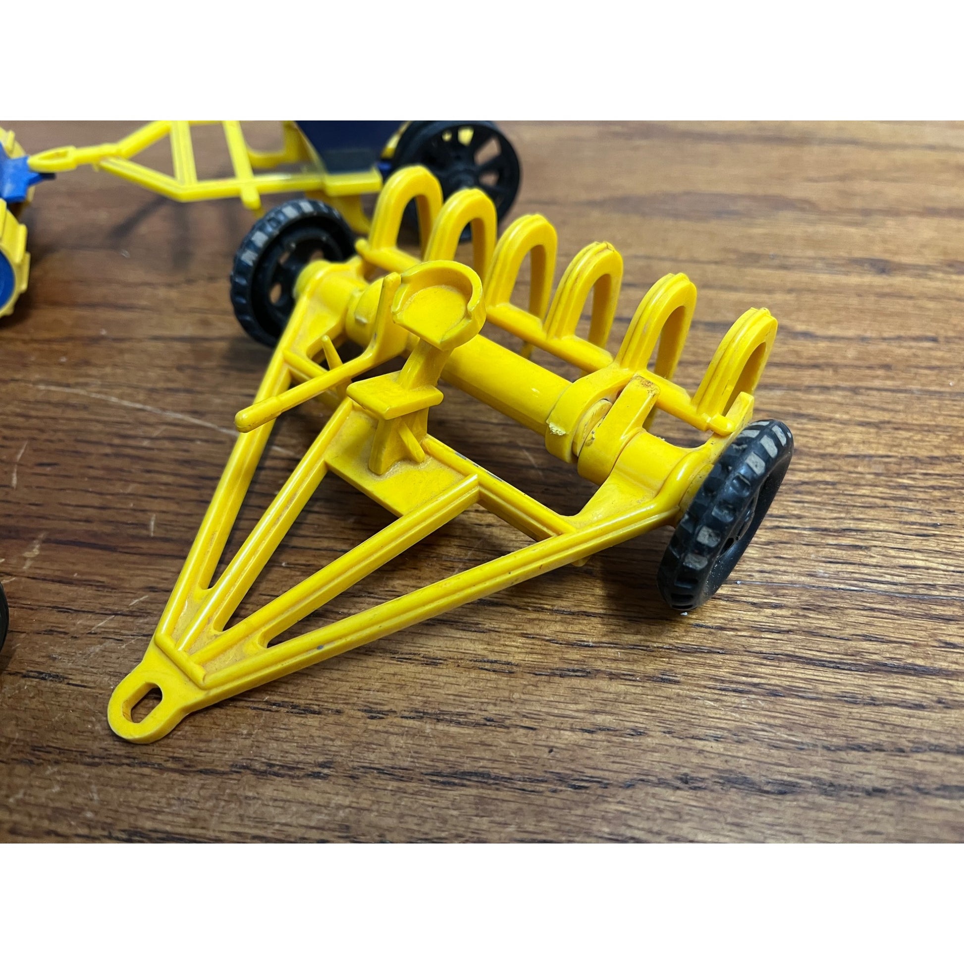 Vintage 1960s Ideal Plastic Toy Farm Equipment Hay Rack, Tractor, Sickle Mower +