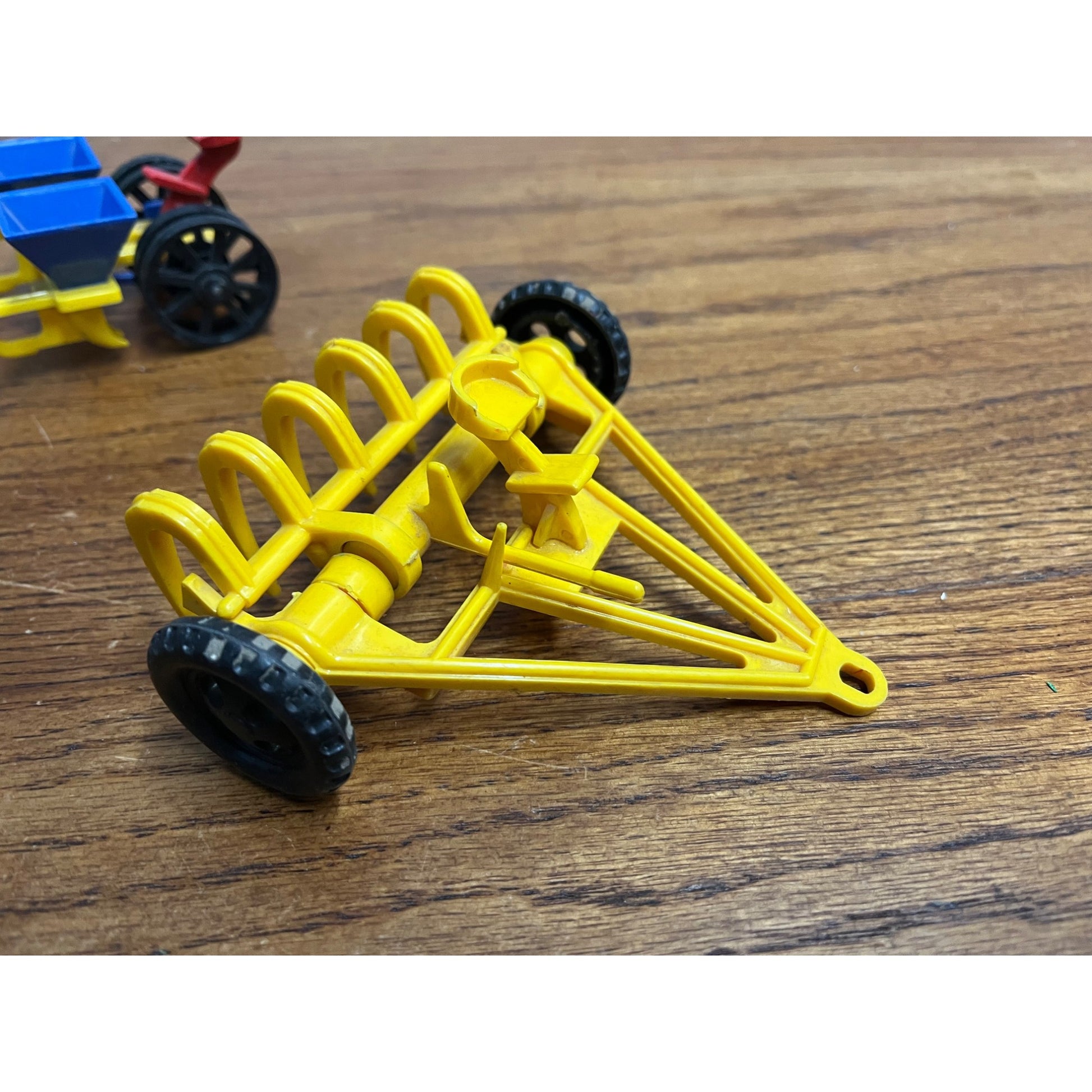 Vintage 1960s Ideal Plastic Toy Farm Equipment Hay Rack, Tractor, Sickle Mower +