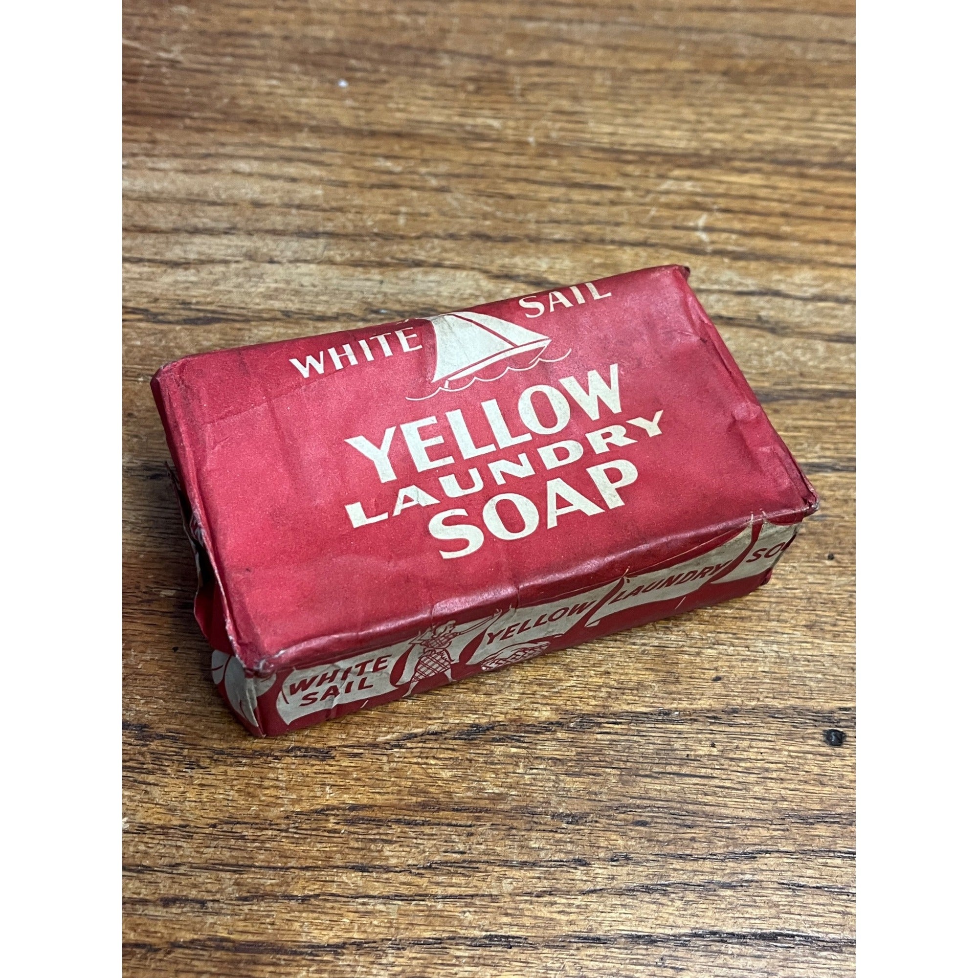 Vintage 1940s Yellow Laundry Soap NOS Bar in package Unopened Decor Sailboat