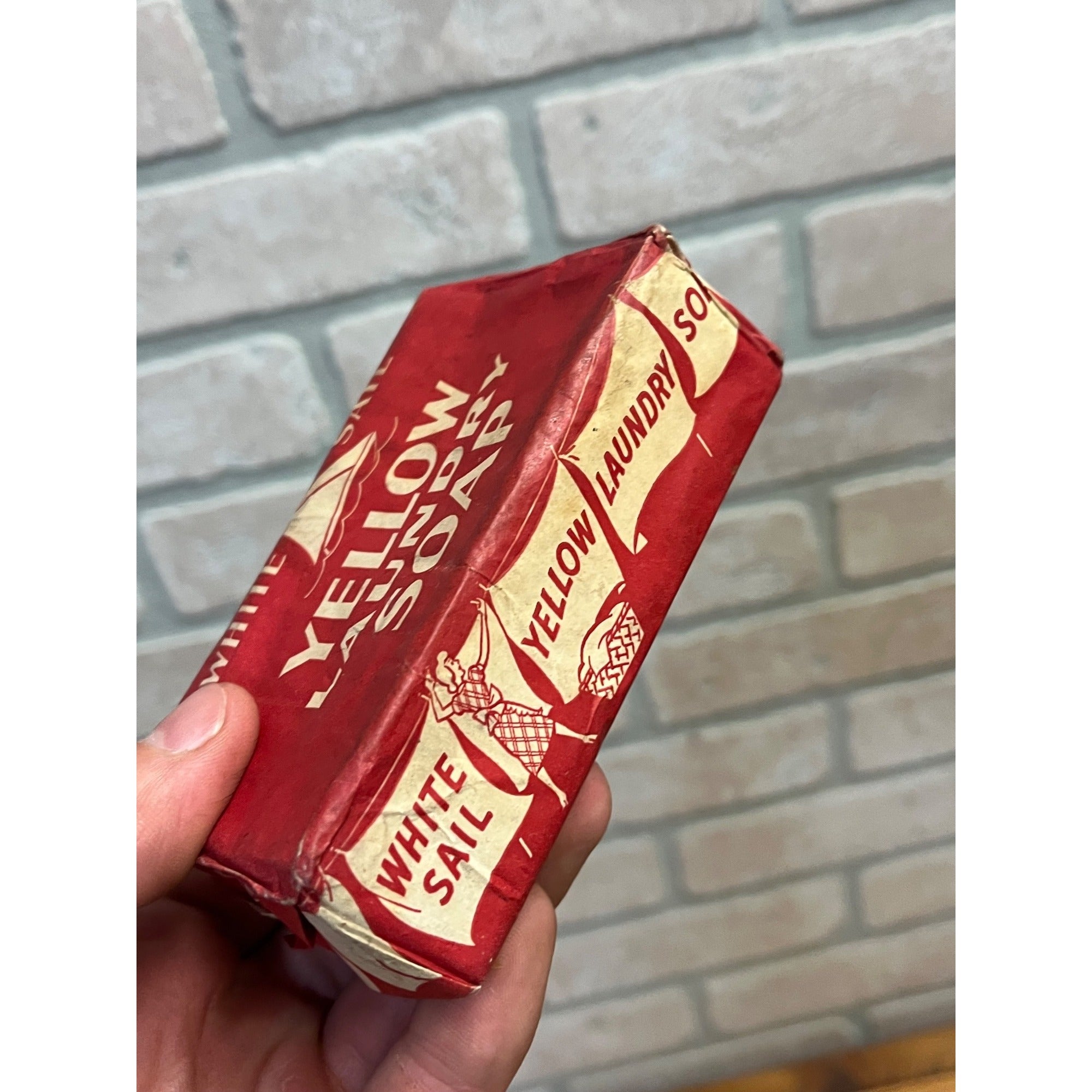 Vintage 1940s Yellow Laundry Soap NOS Bar in package Unopened Decor Sailboat