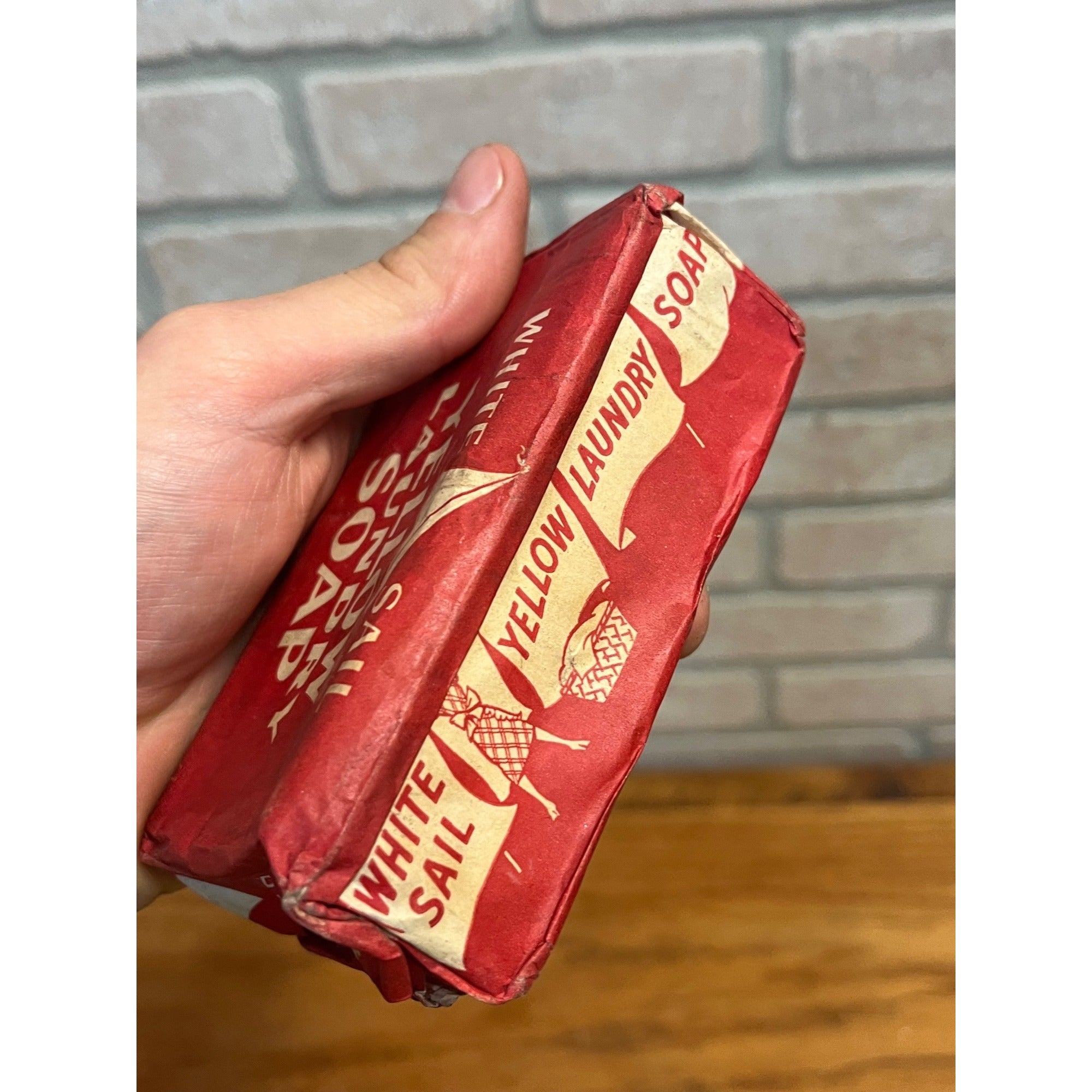 Vintage 1940s Yellow Laundry Soap NOS Bar in package Unopened Decor Sailboat