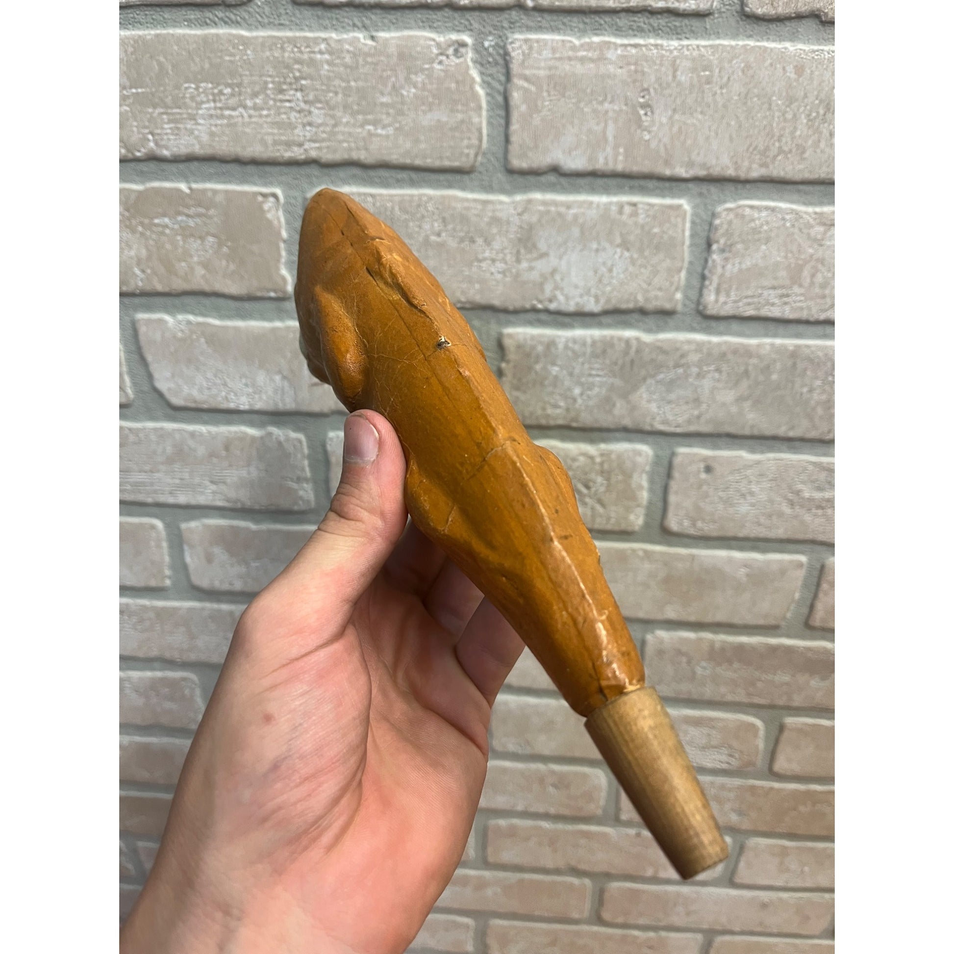 Antique Vintage German Halloween Orange Frog Lizard Papier Mache Horn Noisemaker