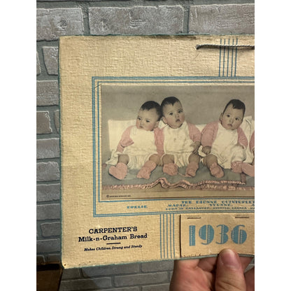 Vintage 1936 Carpenter's Bread (Milwaukee Wis) Advertising Calendar Dionne Quintuplets