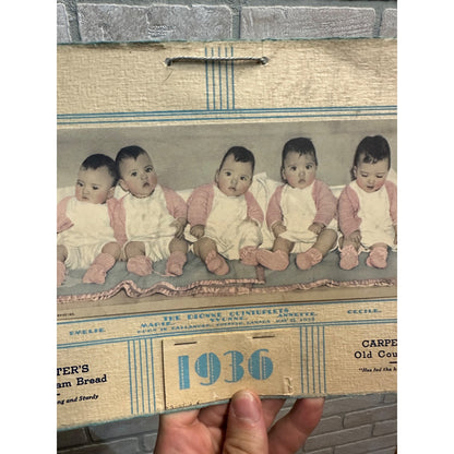 Vintage 1936 Carpenter's Bread (Milwaukee Wis) Advertising Calendar Dionne Quintuplets