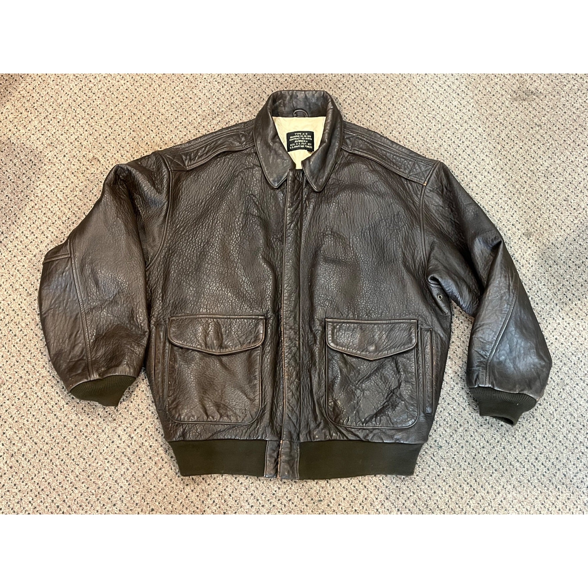 Vintage Men's Leather Bomber Jacket US Army Air Forces XXL Avirex 1978