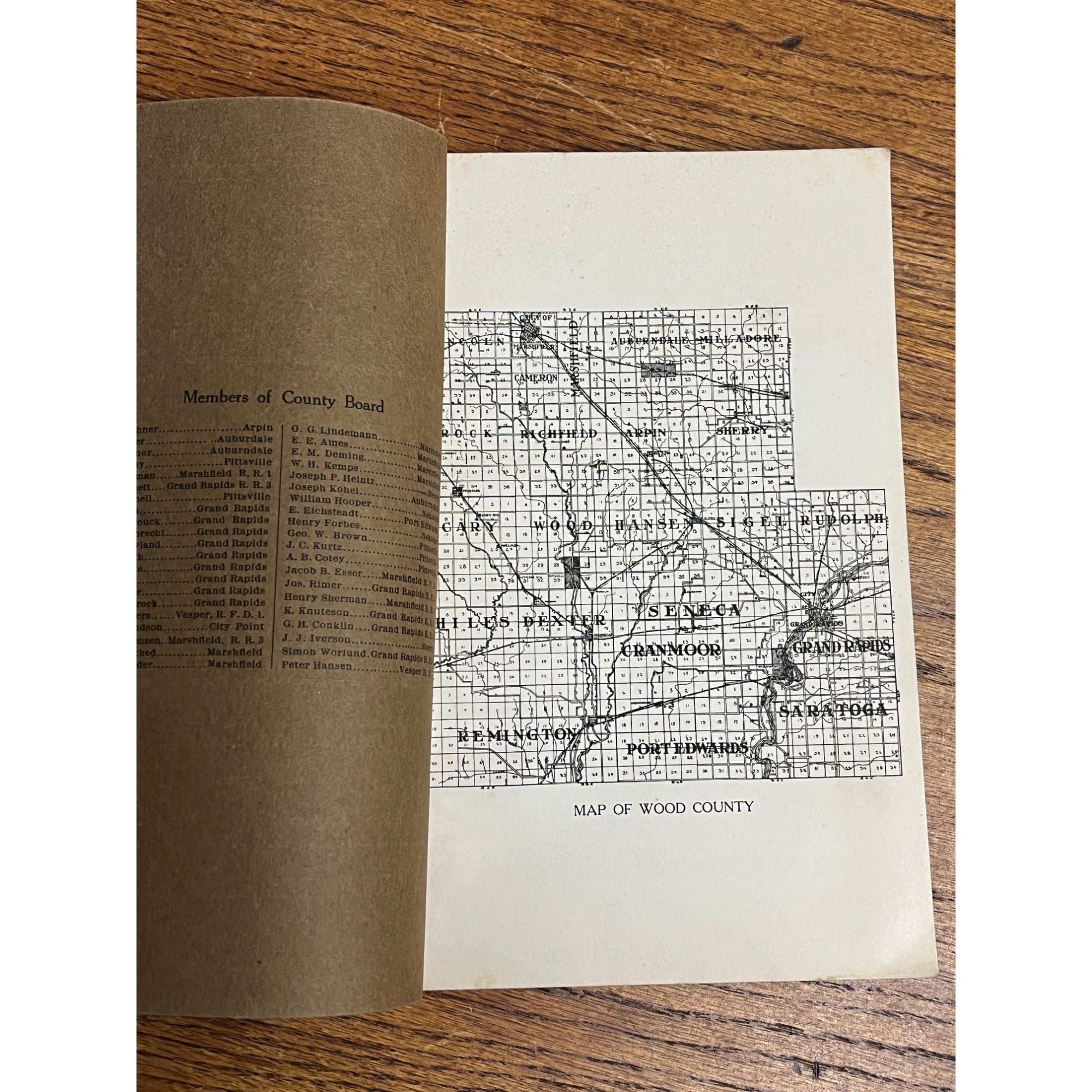 Antique 1908 Proceedings of the Board Wood County Wisconsin Booklet w/ Map