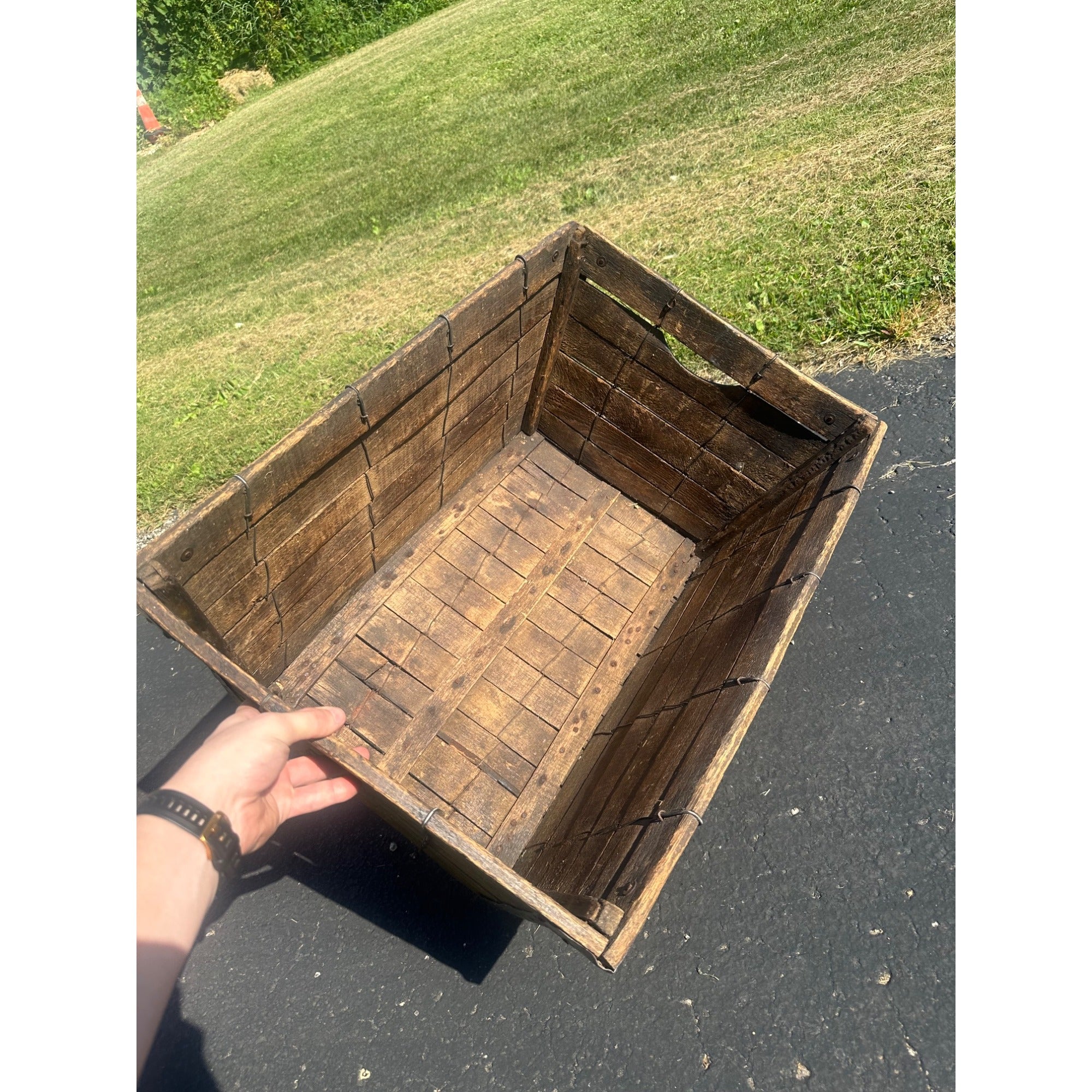 Antique Primitive Oswald Jaeger Baking Co. MIlwaukee Bread Box Crate Yellow