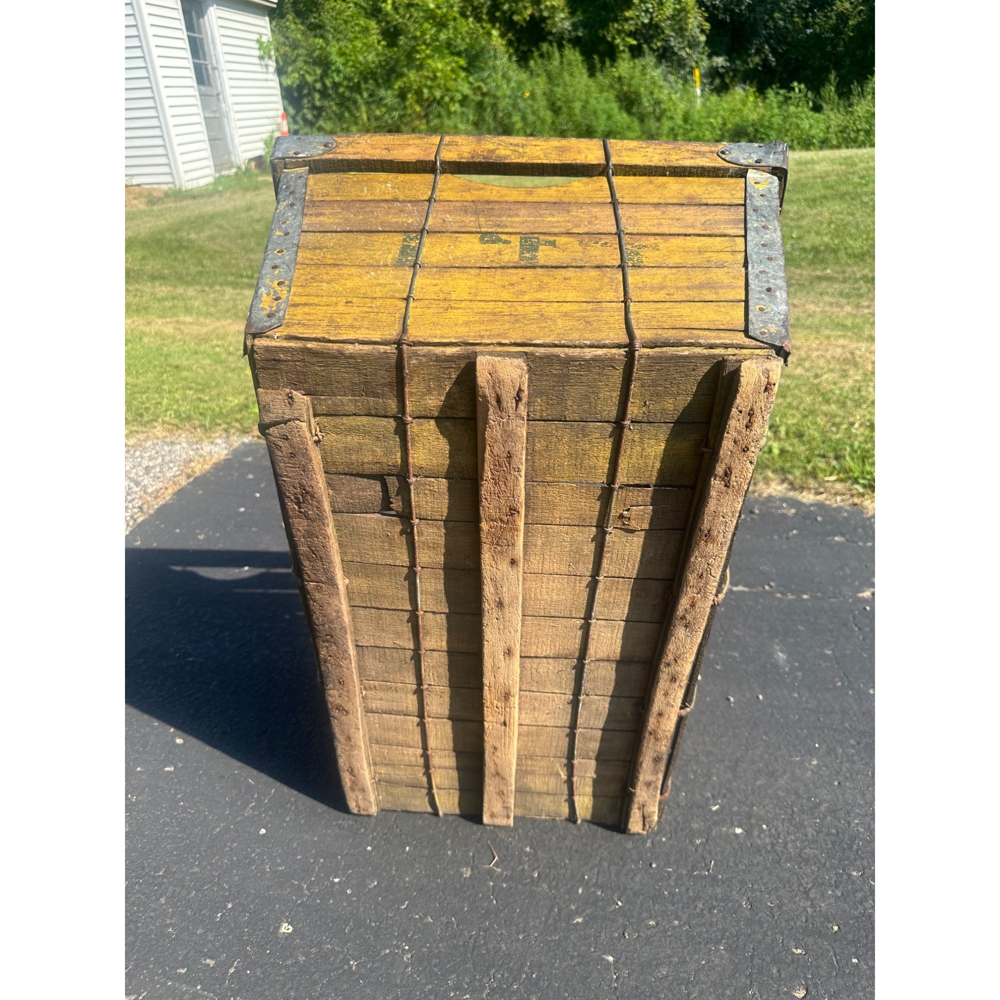 Antique Primitive Oswald Jaeger Baking Co. MIlwaukee Bread Box Crate Yellow