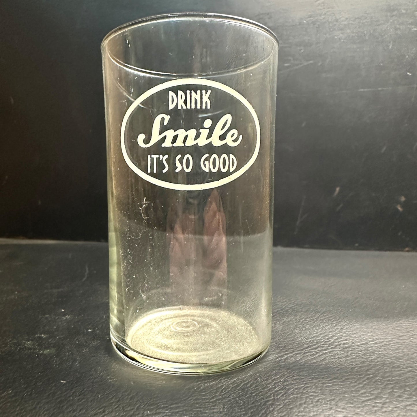 Vintage Smile Its So Good Orange White ACL  Fountain Glass Advertising