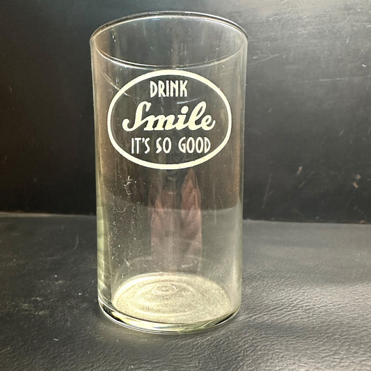 Vintage Smile Its So Good Orange White ACL  Fountain Glass Advertising