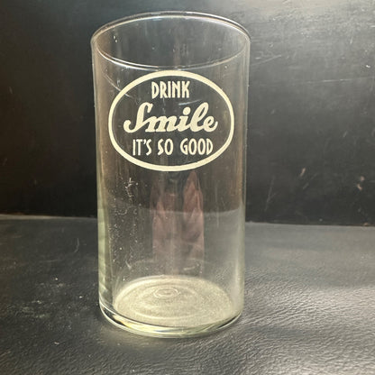 Vintage Smile Its So Good Orange White ACL  Fountain Glass Advertising