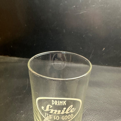 Vintage Smile Its So Good Orange White ACL  Fountain Glass Advertising