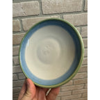 MA Hadley Pottery Plate Heavy China 6 1/4" Dia Saucer Green Blue Edge