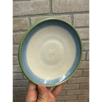 MA Hadley Pottery Plate Heavy China 6 1/4" Dia Saucer Green Blue Edge