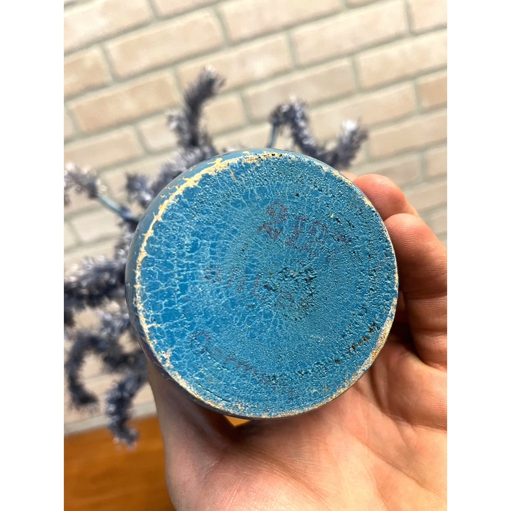 Vintage German Blue Cellophane Christmas Tree w/ Wood Base 16" Tall Mid-Century