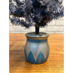Vintage German Blue Cellophane Christmas Tree w/ Wood Base 16" Tall Mid-Century