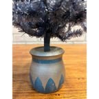 Vintage German Blue Cellophane Christmas Tree w/ Wood Base 16" Tall Mid-Century