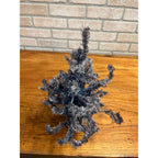 Vintage German Blue Cellophane Christmas Tree w/ Wood Base 16" Tall Mid-Century