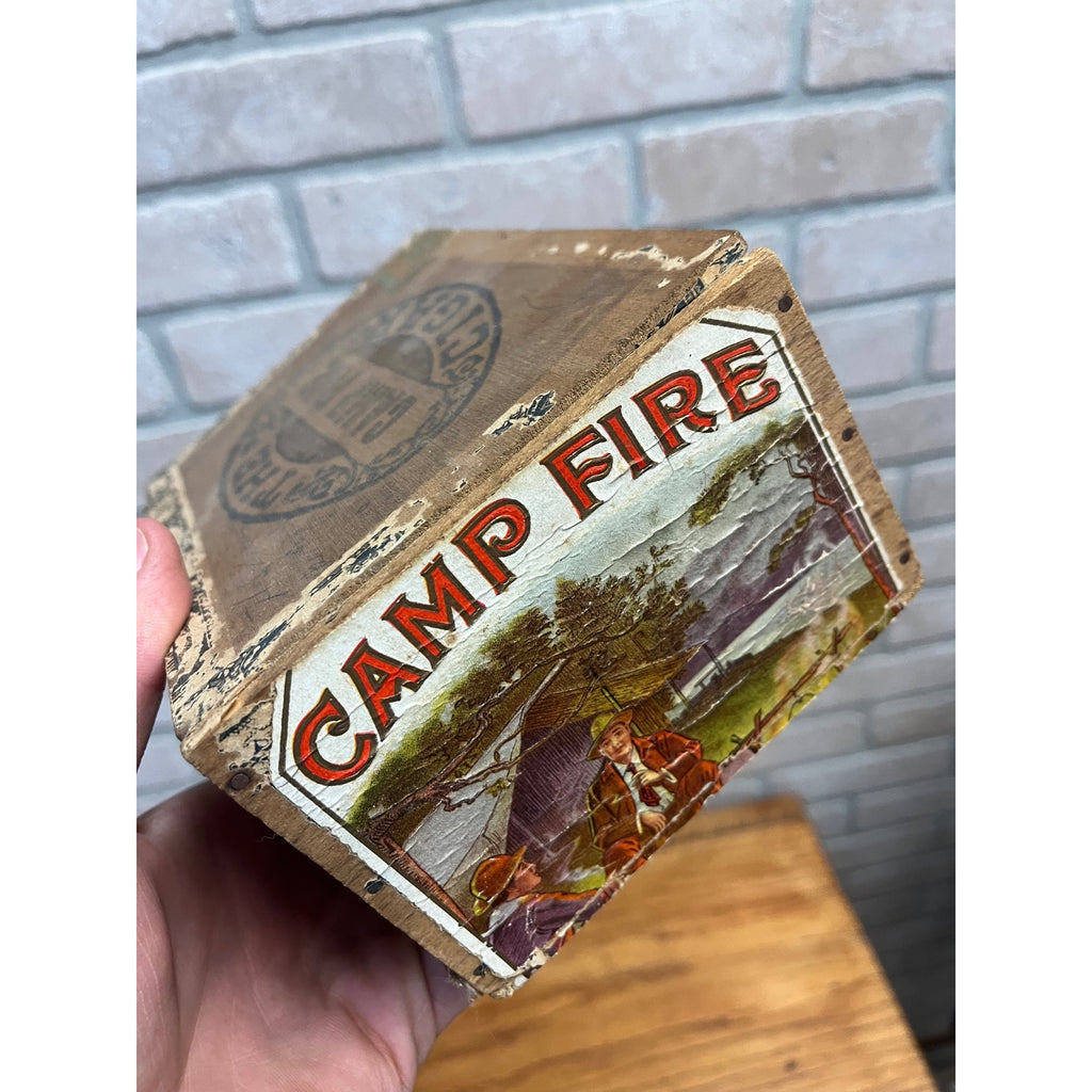 Vintage The Camp Fire Cigar Box John H. Haas Barton, Wisconsin Advertising WI