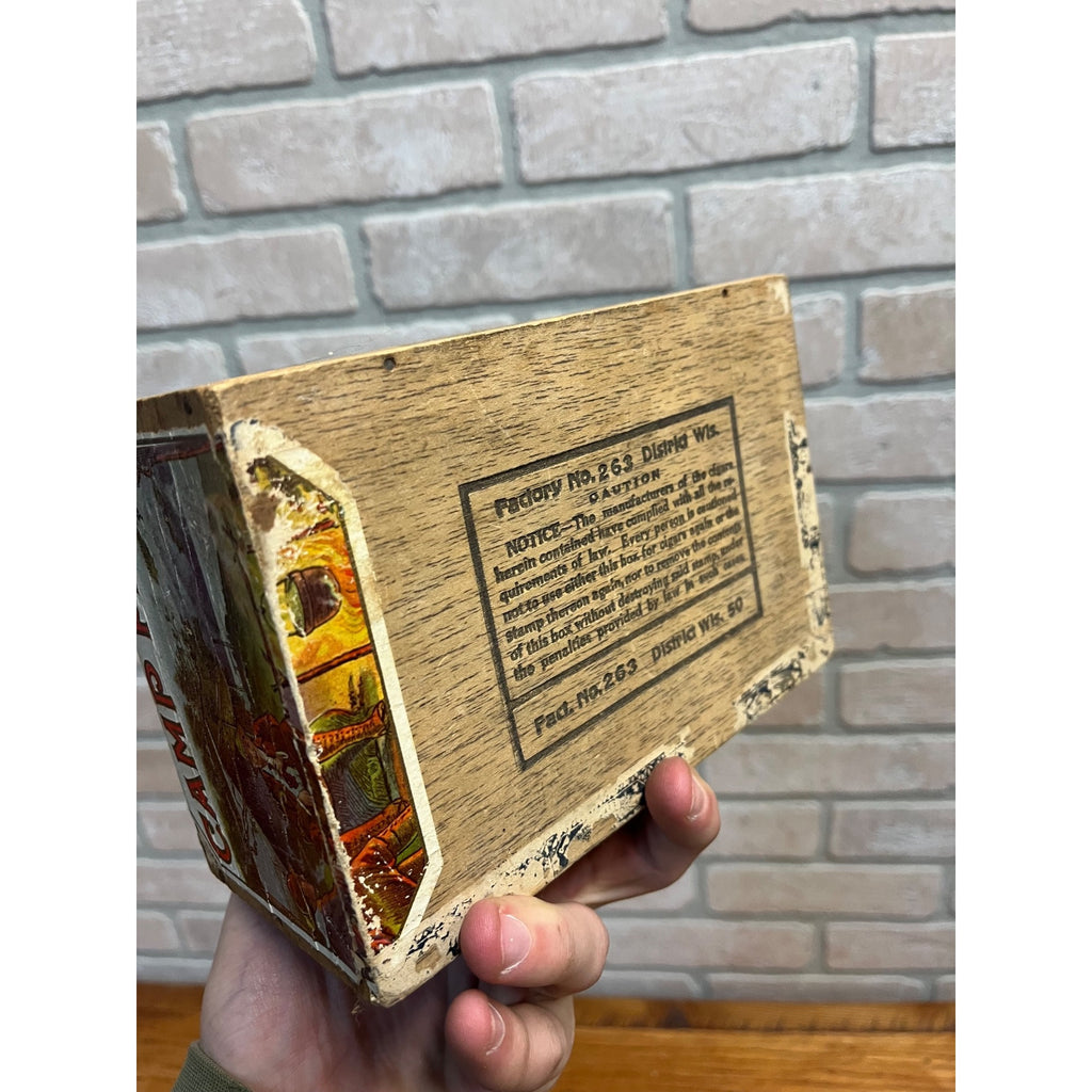 Vintage The Camp Fire Cigar Box John H. Haas Barton, Wisconsin Advertising WI