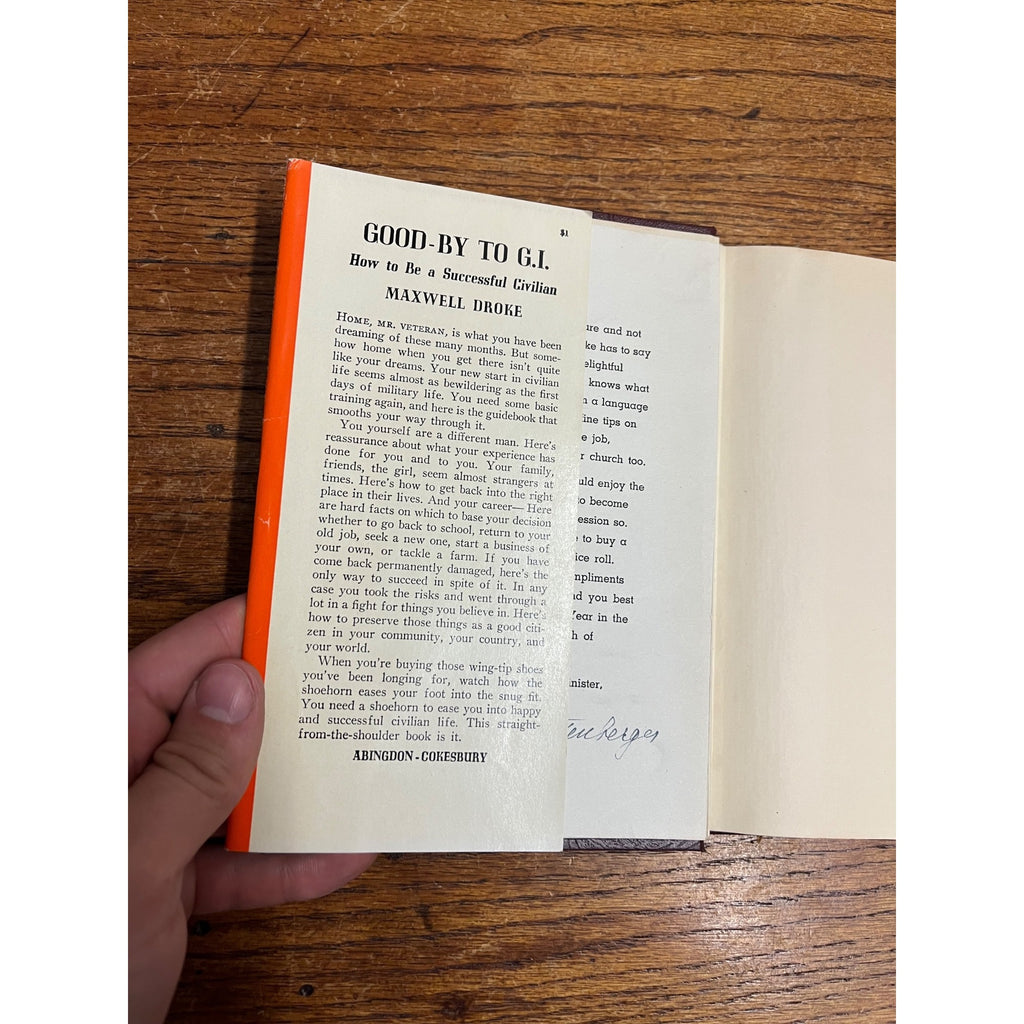 1945 Good-by to G.I. How to Be a Successful Civilian By Maxwell Droke Former Serviceman Hardcover With Dust Jacket