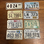 Vintage Large Lot of Eight (8) Motorcycle License Plates Illinois Idaho Wisconsin Wyoming Arizona