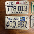 Vintage Large Lot of Eight (8) Motorcycle License Plates Illinois Idaho Wisconsin Wyoming Arizona