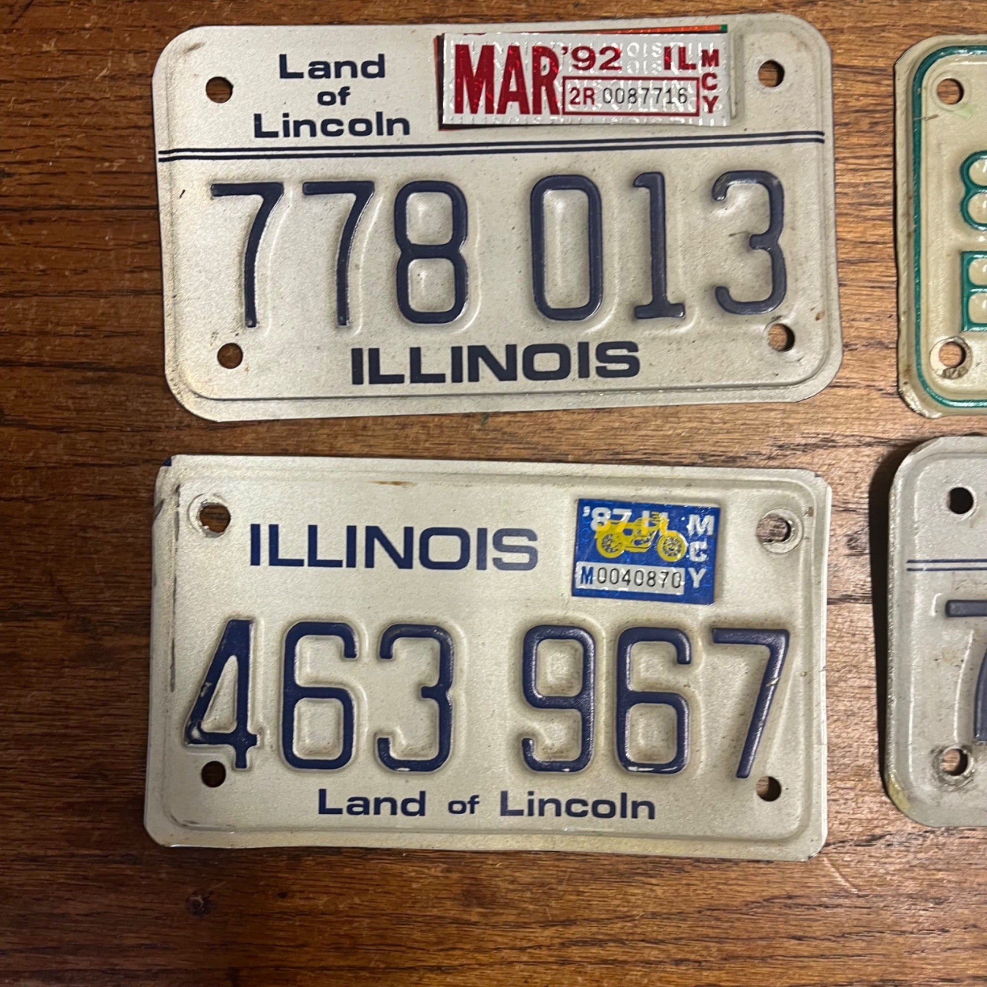 Vintage Large Lot of Eight (8) Motorcycle License Plates Illinois Idaho Wisconsin Wyoming Arizona