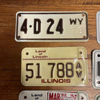 Vintage Large Lot of Eight (8) Motorcycle License Plates Illinois Idaho Wisconsin Wyoming Arizona