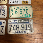 Vintage Large Lot of Eight (8) Motorcycle License Plates Illinois Idaho Wisconsin Wyoming Arizona