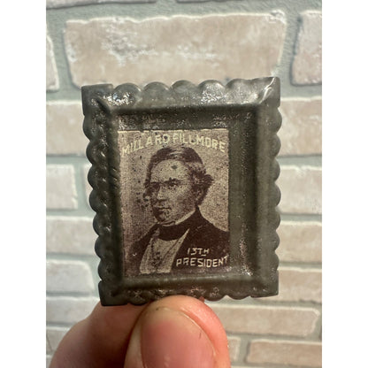 SCARCE Antique c1880s Millard Fillmore Tin Portrait Frame 13th President Campaign Premium