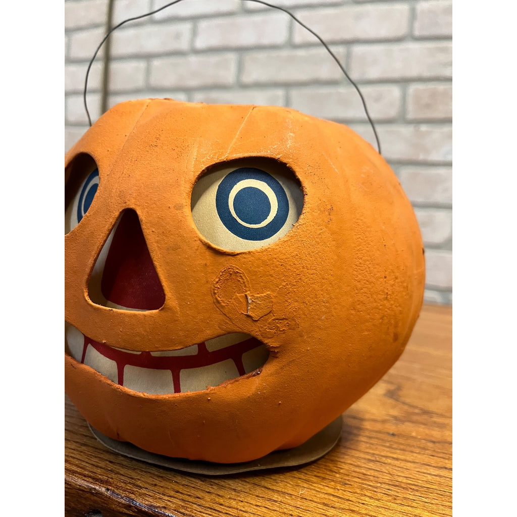 Antique 1920s Halloween German LARGE Jack o' Lantern JOL Pressed Cardboard 8"