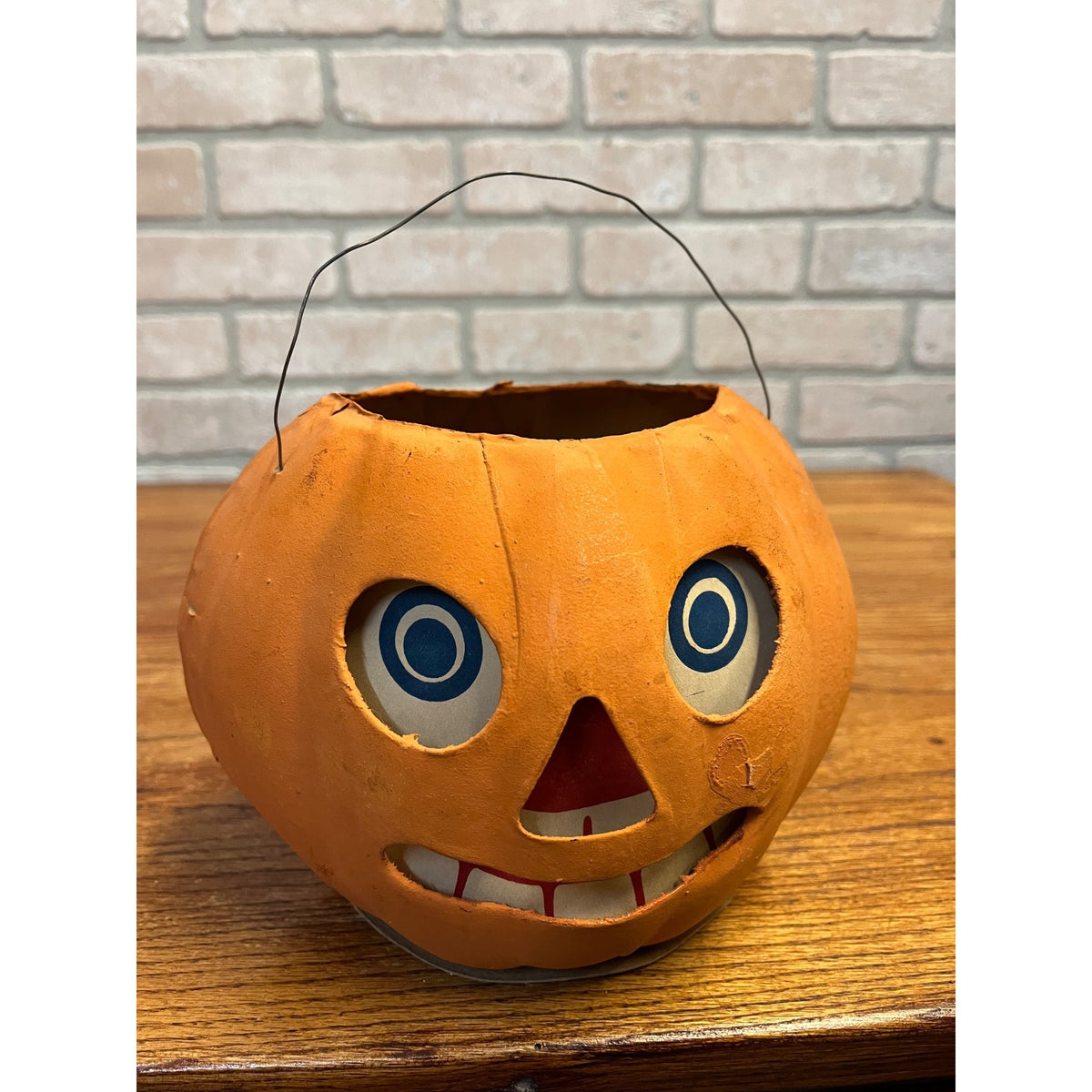 Antique 1920s Halloween German LARGE Jack o' Lantern JOL Pressed Cardboard 8"