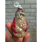 Vintage 1940s Christmas Tree Ornament Santa Claus W/ Tree Blown Glass
