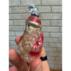 Vintage 1940s Christmas Tree Ornament Santa Claus W/ Tree Blown Glass