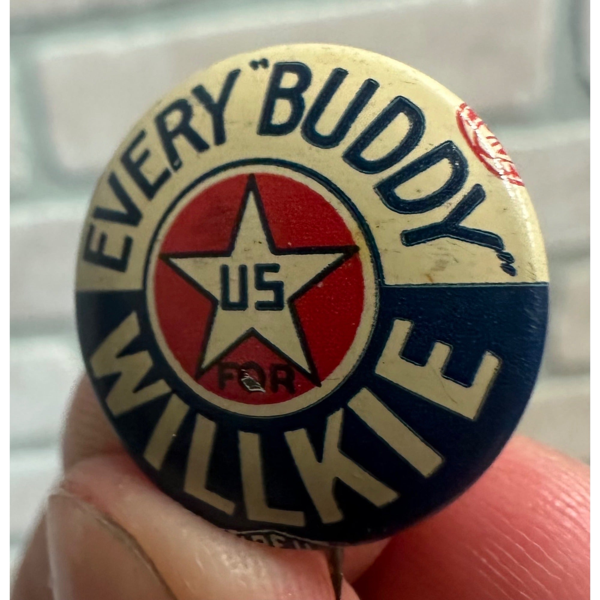 Every Buddy for Wendell Willkie 1940 Campaign Pin Badge Political Button