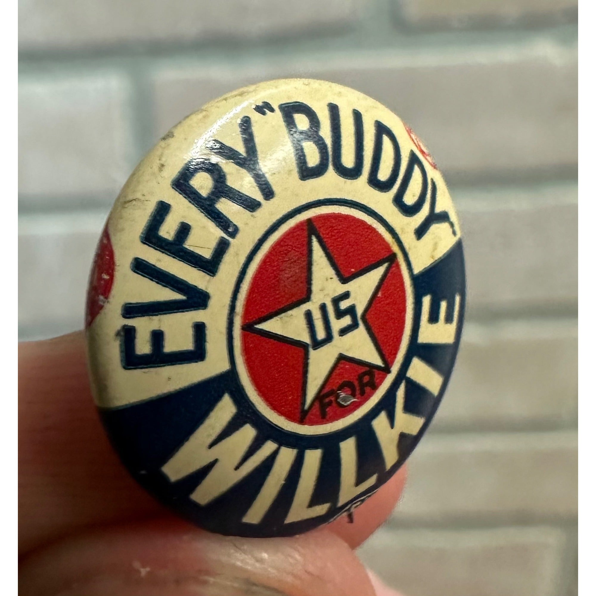 Every Buddy for Wendell Willkie 1940 Campaign Pin Badge Political Button