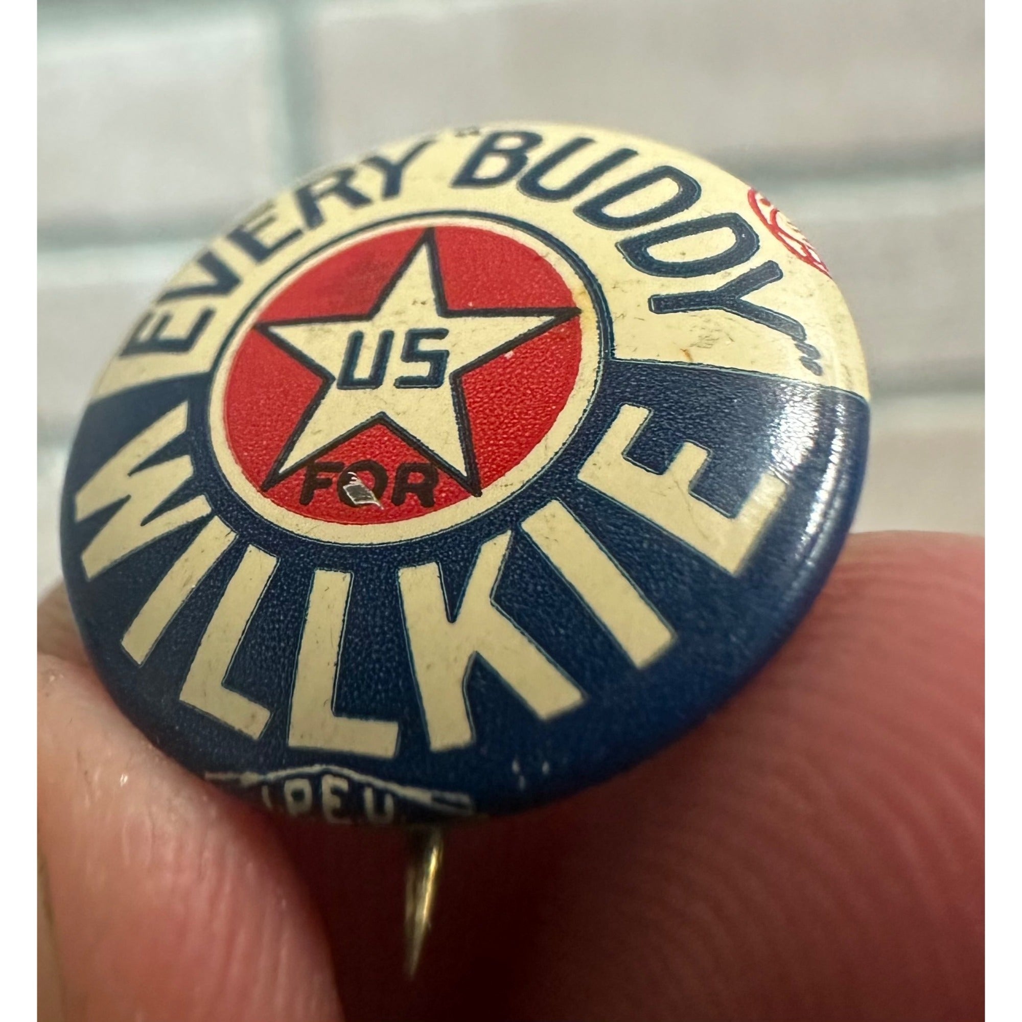 Every Buddy for Wendell Willkie 1940 Campaign Pin Badge Political Button