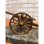 Antique Victorian Brass Bronze Cannon Artillery Desk Inkwell Marble Base