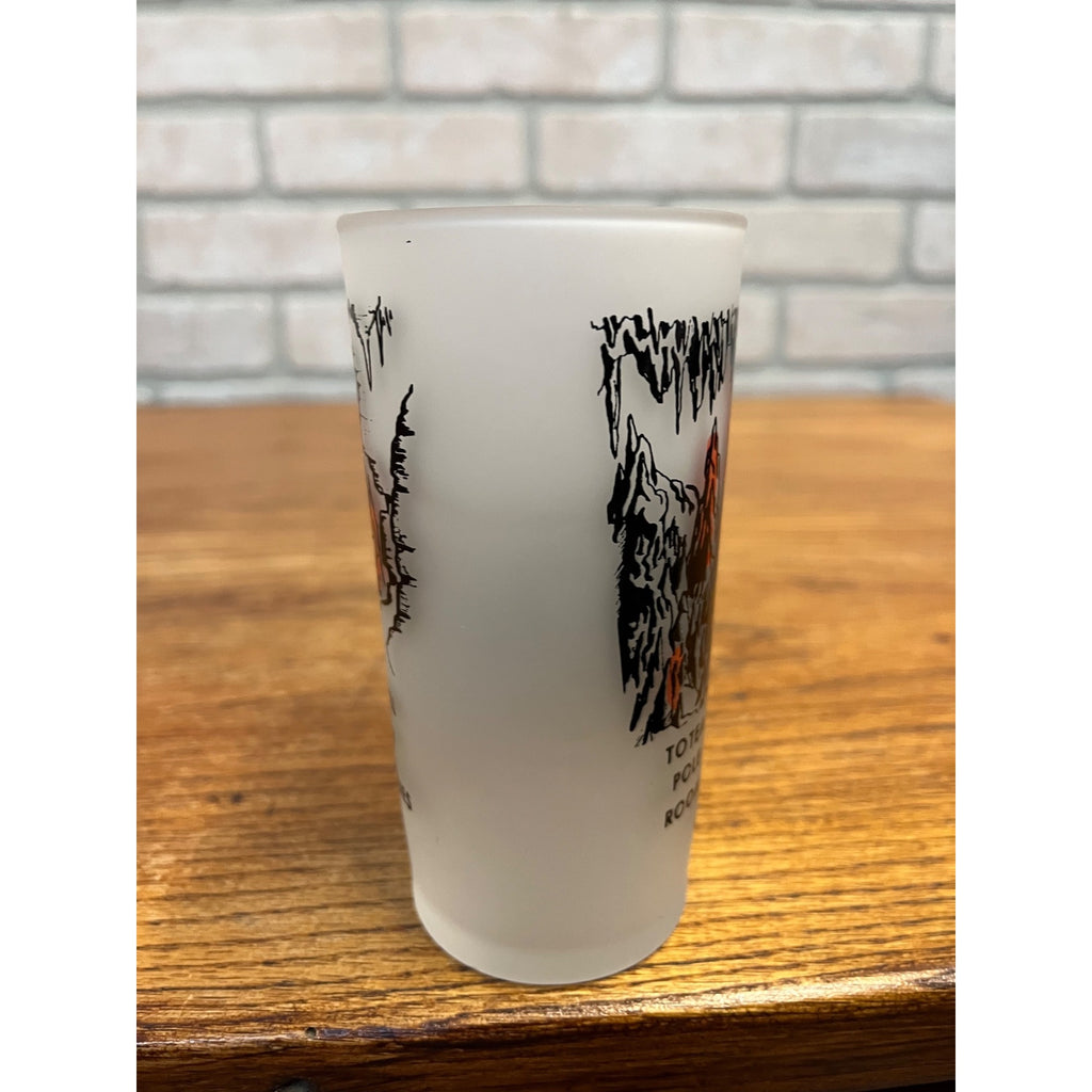 Vintage Frosted State Drinking Glass Wisconsin Cave of the Mounds Souvenir Federal Glass