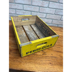 Vintage Wooden Pepsi Cola Durabilt Soda Crate Yellow Paint 32 Bottle Capacity Alton, Illinois