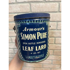 Vintage Armour's Simon Pure Kettle Leaf Lard Lidded Pail Advertising Tin