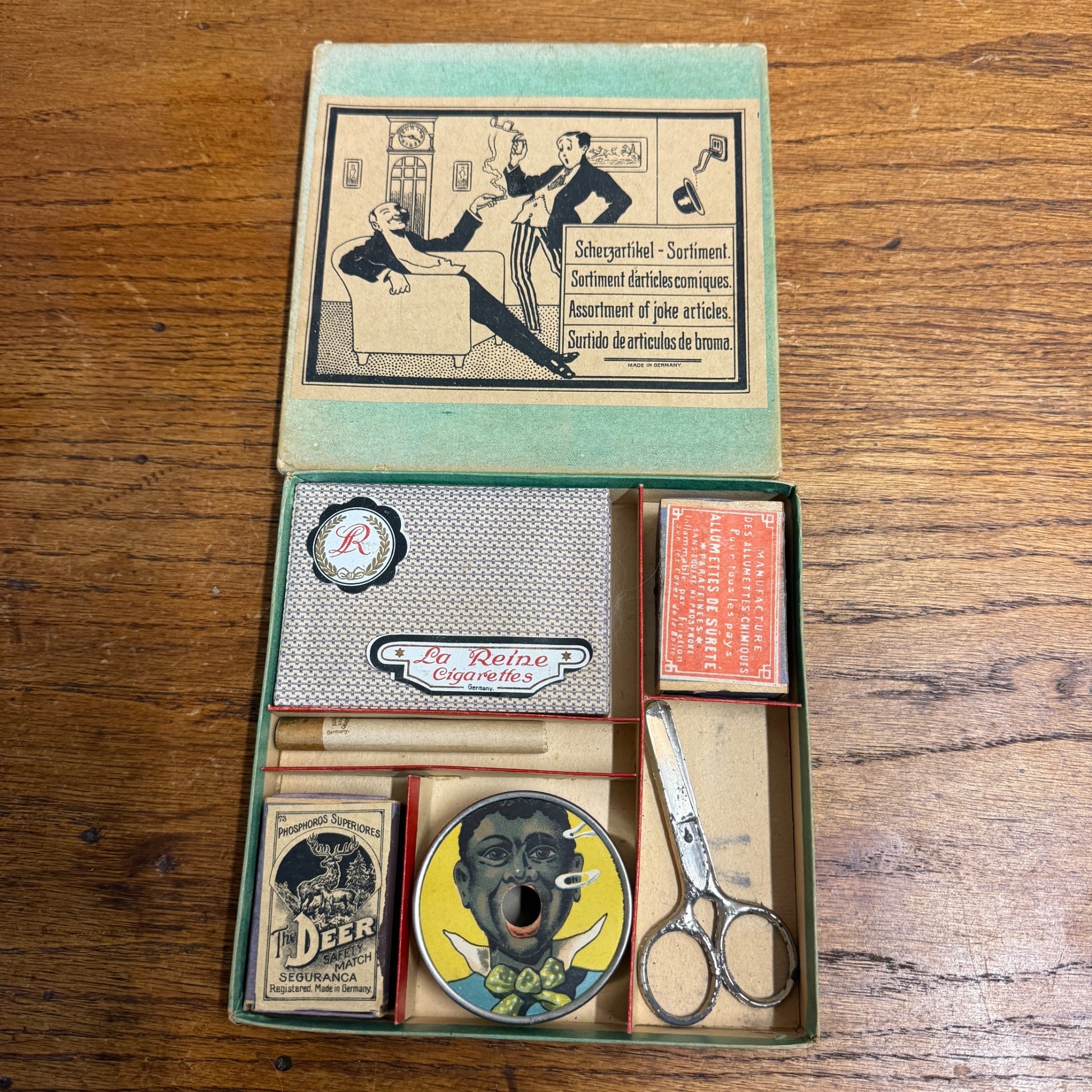 Vintage German Toys Joke Articles Gag Scissors Matches Clown Germany