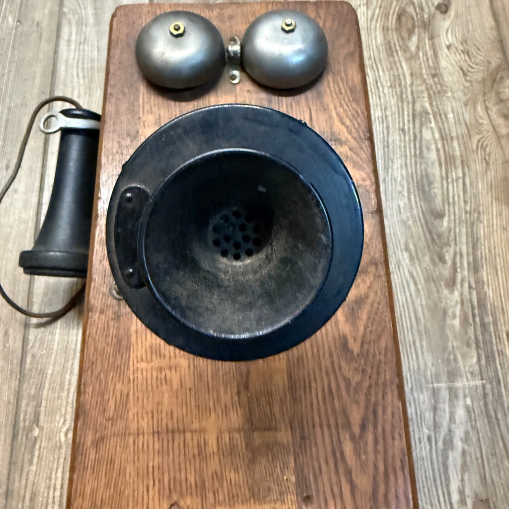 Antique Julius Andrae & Sons Oak Wall Telephone 1900s Milwaukee WI
