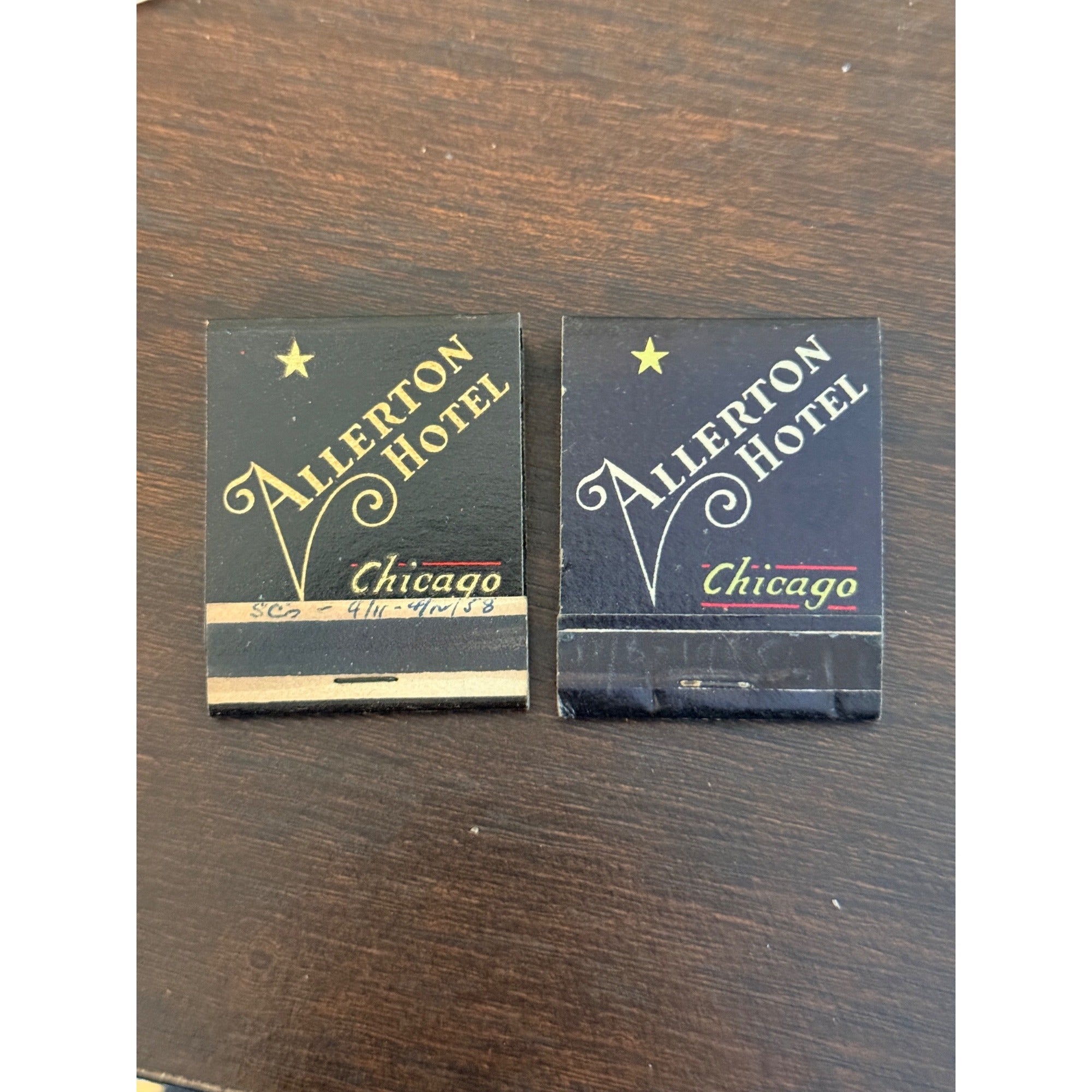 Vintage Allerton Hotel Chicago UNSTRUCK Matchbook FULL Lot (2)
